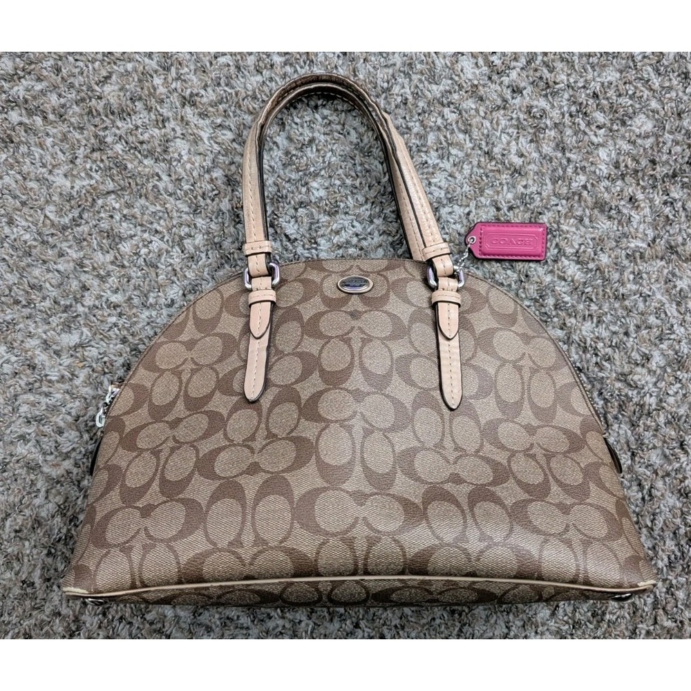 Coach F26184 Peyton Cora Signature Brown Domed Satchel Bag Leather